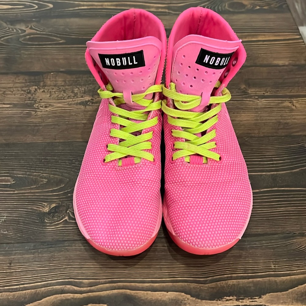 Women’s neon, pink high top trainers